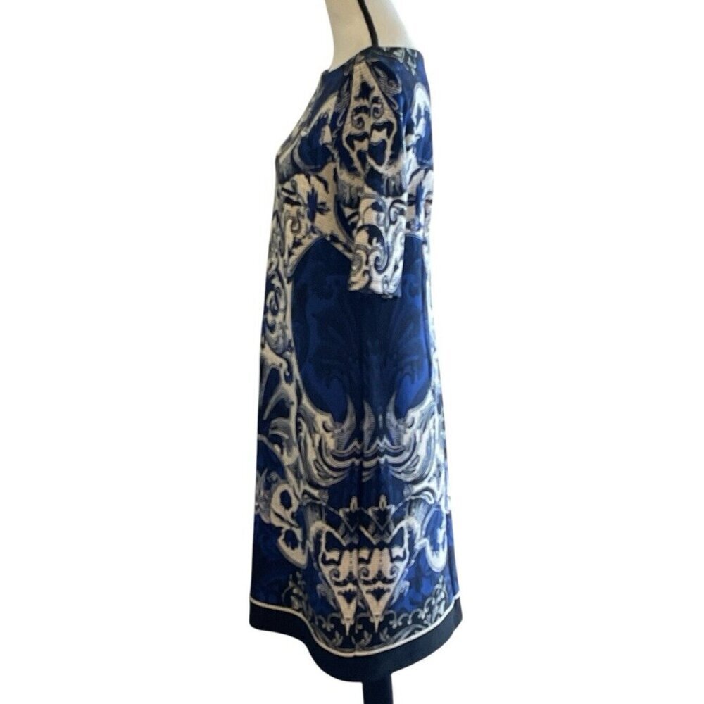 J Taylor Womens Paisley Sheath Dress Size 10 Blue White Print Zipper - Picture 8 of 16